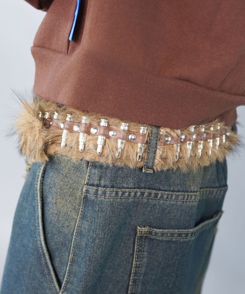 フェイクファーベルト/弾丸モチーフ/グランジ/Y2K/ユニセックス