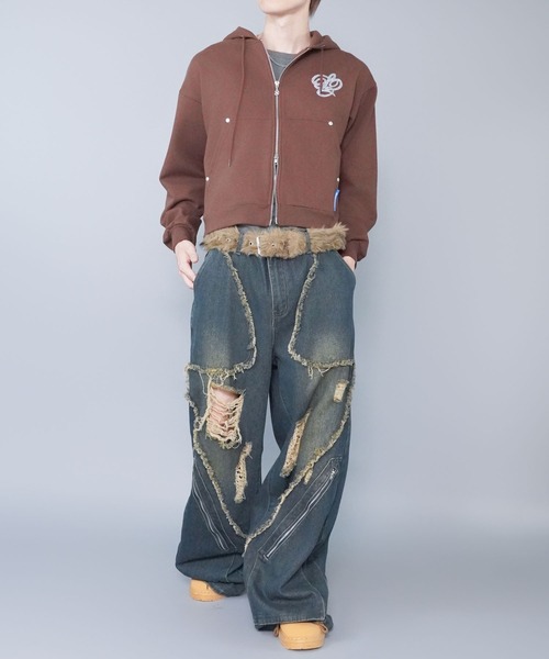 フェイクファーベルト/弾丸モチーフ/グランジ/Y2K/ユニセックス