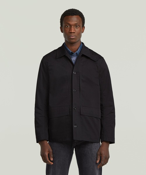 G-STAR(ジースター)の「4 POCKET OVERSHIRT/4ポケットミリタリージャケット/カバーオールシャツジャケット(ミリタリージャケット・メンズ・ダークブラック・MEDIUM/SMALL)」の1枚目の写真