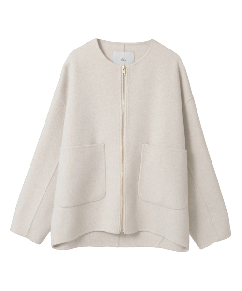 Tiara(ティアラ)の「リバーZIPジャケットコート(その他アウター・レディース・キャメル/アイボリー/チャコールグレー・FREE)」の2枚目の写真