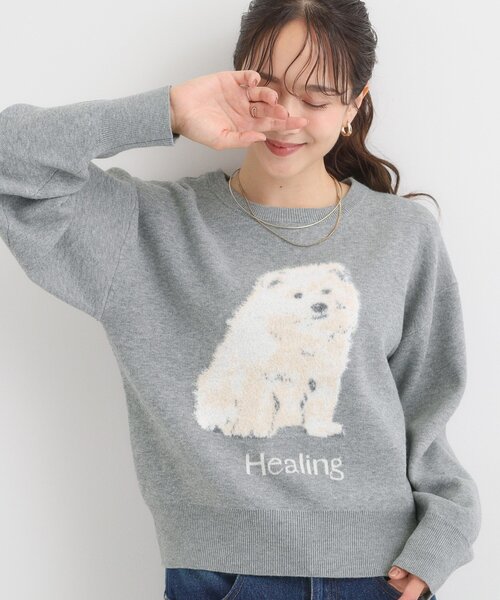 Cutie Blonde（キューティーブロンド）の「ふわふわタッチでほっこり アニマル ジャカードニット（ニット/セーター・レディース・グレー/ダークブラウン・04/03/02/01）」の2枚目の写真