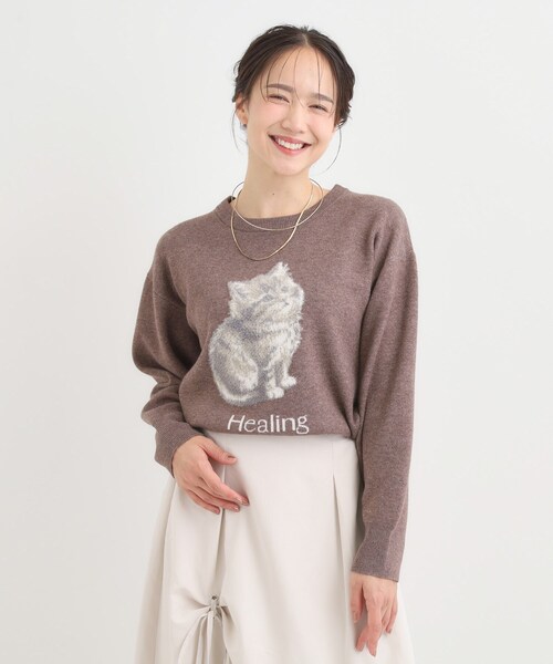 Cutie Blonde（キューティーブロンド）の「ふわふわタッチでほっこり アニマル ジャカードニット（ニット/セーター・レディース・グレー/ダークブラウン・04/03/02/01）」の16枚目の写真