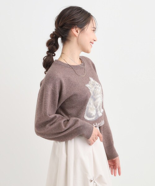 Cutie Blonde（キューティーブロンド）の「ふわふわタッチでほっこり アニマル ジャカードニット（ニット/セーター・レディース・グレー/ダークブラウン・04/03/02/01）」の15枚目の写真