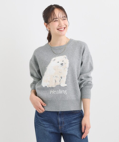 Cutie Blonde（キューティーブロンド）の「ふわふわタッチでほっこり アニマル ジャカードニット（ニット/セーター・レディース・グレー/ダークブラウン・04/03/02/01）」の12枚目の写真