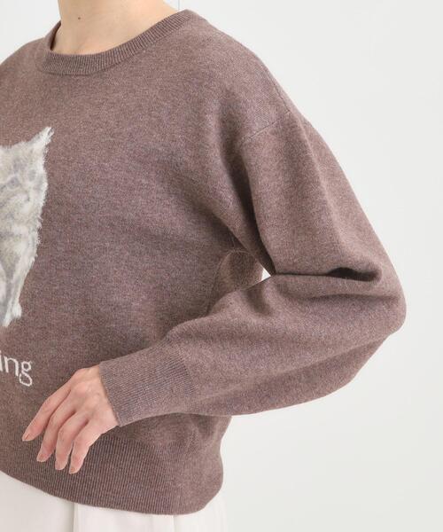 Cutie Blonde（キューティーブロンド）の「ふわふわタッチでほっこり アニマル ジャカードニット（ニット/セーター・レディース・グレー/ダークブラウン・04/03/02/01）」の4枚目の写真