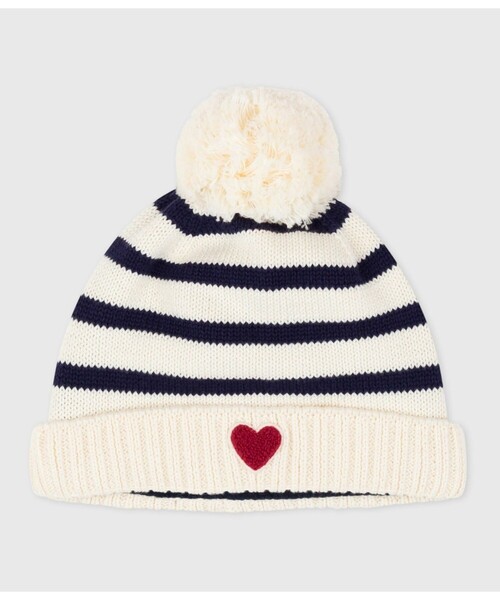 PETIT BATEAU（プチバトー）の「ニットキャップ（ニットキャップ/ビーニー・キッズ・ホワイト×ブルー・18MONTH/36MONTH）」の3枚目の写真