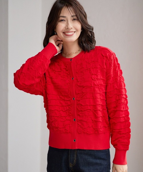 FOUND GOOD（ファウンドグッド）の「フクロジャガードニットCD（カーディガン/ボレロ・レディース・ブラック/アイボリー/レッド系5・S/M/L）」の3枚目の写真