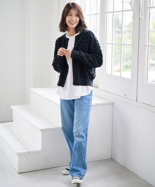 FOUND GOOD（ファウンドグッド）の「フクロジャガードニットCD（カーディガン/ボレロ・レディース・ブラック/アイボリー/レッド系5・S/M/L）」の4枚目の写真