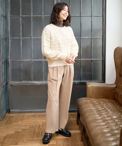 FOUND GOOD（ファウンドグッド）の「フクロジャガードニットCD（カーディガン/ボレロ・レディース・ブラック/アイボリー/レッド系5・S/M/L）」の9枚目の写真