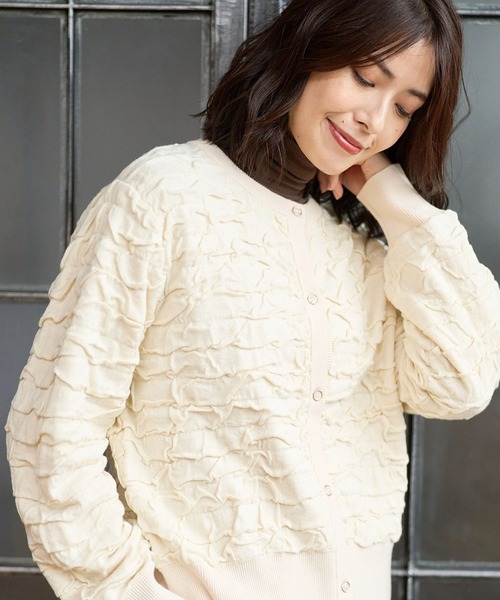 FOUND GOOD（ファウンドグッド）の「フクロジャガードニットCD（カーディガン/ボレロ・レディース・ブラック/アイボリー/レッド系5・S/M/L）」の11枚目の写真