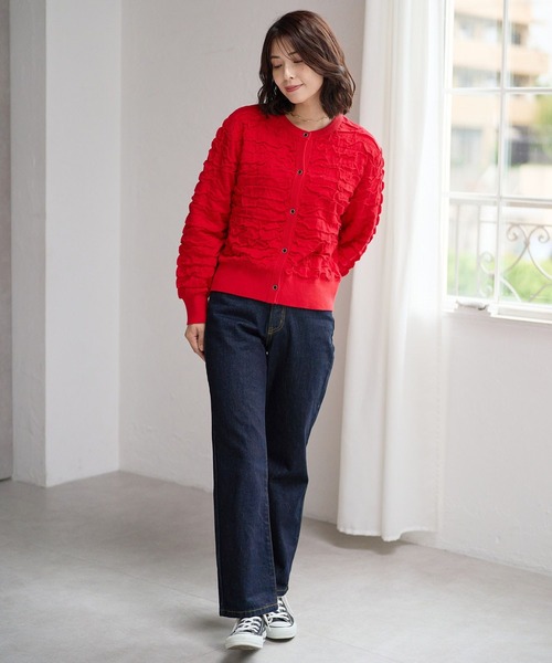 FOUND GOOD（ファウンドグッド）の「フクロジャガードニットCD（カーディガン/ボレロ・レディース・ブラック/アイボリー/レッド系5・S/M/L）」の12枚目の写真