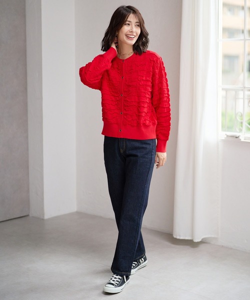 FOUND GOOD（ファウンドグッド）の「フクロジャガードニットCD（カーディガン/ボレロ・レディース・ブラック/アイボリー/レッド系5・S/M/L）」の13枚目の写真