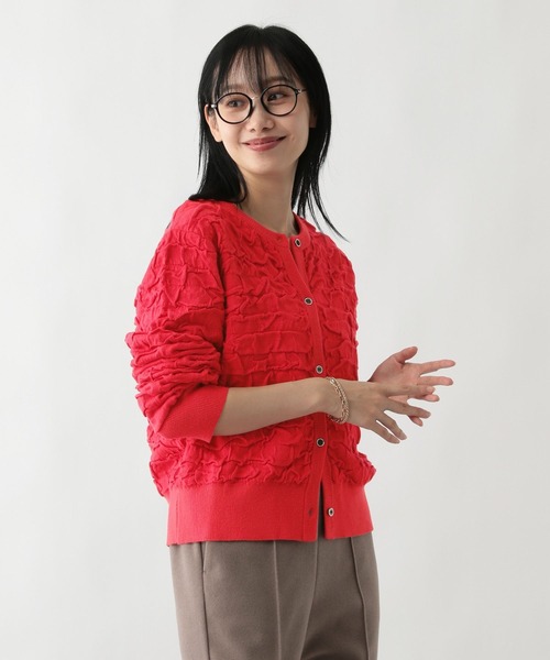 FOUND GOOD（ファウンドグッド）の「フクロジャガードニットCD（カーディガン/ボレロ・レディース・ブラック/アイボリー/レッド系5・S/M/L）」の19枚目の写真