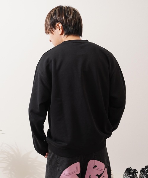1111clothing(ワンフォークロージング)の「CVC裏毛 ロゴ刺繍 スウェットシャツ / CVC Fleece Logo Embroidered Sweatshirt(スウェット・メンズ・ダークブラウン/アッシュ/ブラック・M/L)」の17枚目の写真