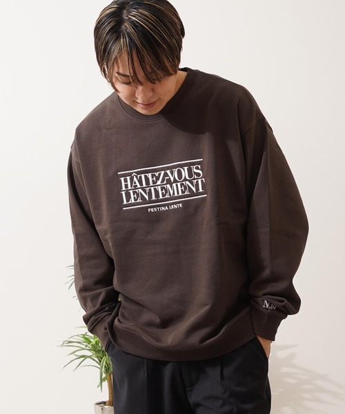 1111clothing(ワンフォークロージング)の「CVC裏毛 ロゴ刺繍 スウェットシャツ / CVC Fleece Logo Embroidered Sweatshirt(スウェット・メンズ・ダークブラウン/アッシュ/ブラック・M/L)」の21枚目の写真