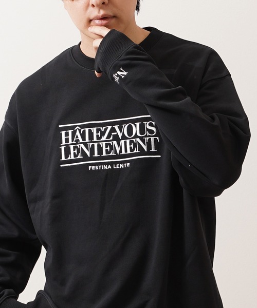 1111clothing(ワンフォークロージング)の「CVC裏毛 ロゴ刺繍 スウェットシャツ / CVC Fleece Logo Embroidered Sweatshirt(スウェット・メンズ・ダークブラウン/アッシュ/ブラック・M/L)」の13枚目の写真