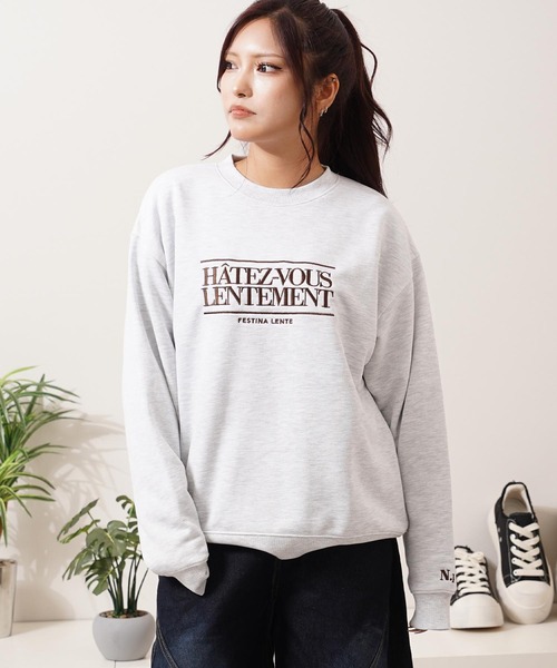 1111clothing(ワンフォークロージング)の「CVC裏毛 ロゴ刺繍 スウェットシャツ / CVC Fleece Logo Embroidered Sweatshirt(スウェット・メンズ・ダークブラウン/アッシュ/ブラック・M/L)」の4枚目の写真