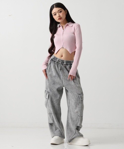 ANAP（アナップ）の「ラメニット ダブルジップ 襟付き トップス（ニット/セーター・レディース・ダークグレー/ライトグレー/ピンク/ブラウン・F）」の16枚目の写真