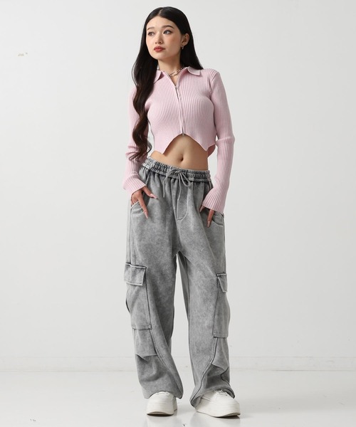 ANAP（アナップ）の「ラメニット ダブルジップ 襟付き トップス（ニット/セーター・レディース・ダークグレー/ライトグレー/ピンク/ブラウン・F）」の17枚目の写真