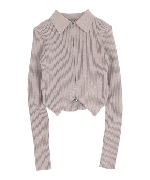 ANAP（アナップ）の「ラメニット ダブルジップ 襟付き トップス（ニット/セーター・レディース・ダークグレー/ライトグレー/ピンク/ブラウン・F）」の18枚目の写真