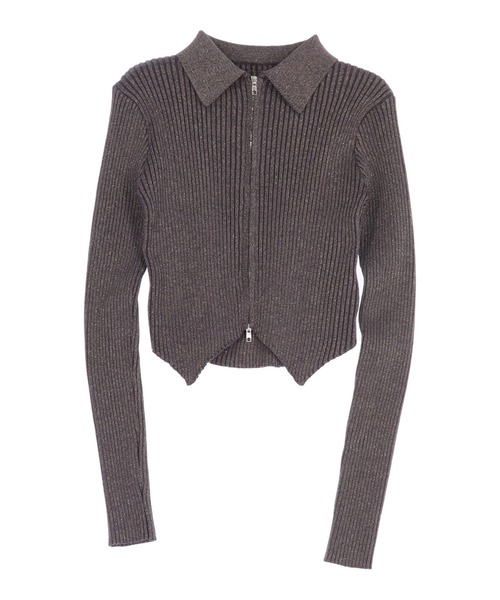 ANAP（アナップ）の「ラメニット ダブルジップ 襟付き トップス（ニット/セーター・レディース・ダークグレー/ライトグレー/ピンク/ブラウン・F）」の19枚目の写真