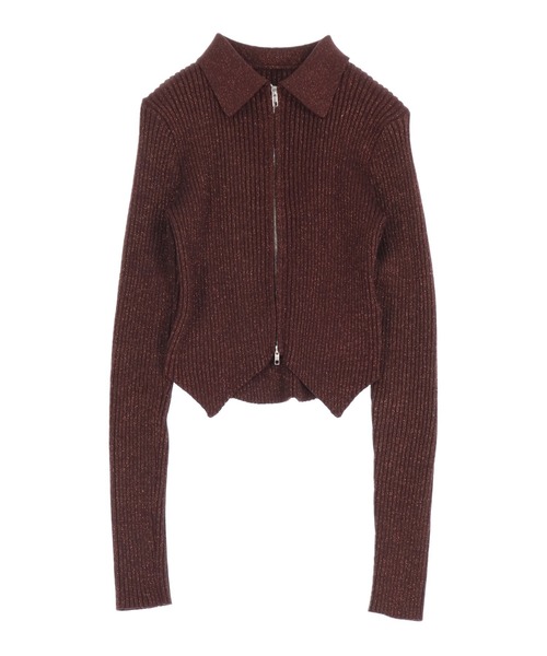 ANAP（アナップ）の「ラメニット ダブルジップ 襟付き トップス（ニット/セーター・レディース・ダークグレー/ライトグレー/ピンク/ブラウン・F）」の20枚目の写真