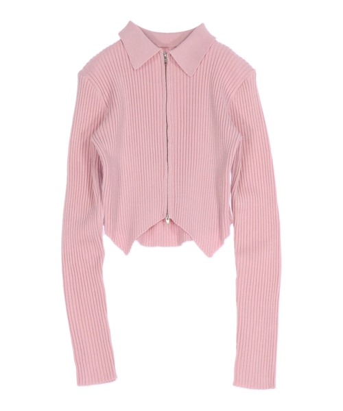 ANAP（アナップ）の「ラメニット ダブルジップ 襟付き トップス（ニット/セーター・レディース・ダークグレー/ライトグレー/ピンク/ブラウン・F）」の21枚目の写真