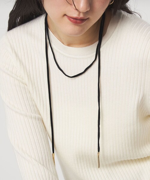 green label relaxing（グリーンレーベルリラクシング）の「起毛コード＆バー ネックレス（ネックレス・レディース・シルバー/ゴールド・FREE）」の2枚目の写真