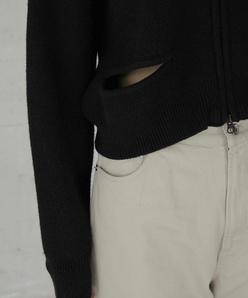 LA PEAU DE GEM（ラポドゥジェム）の「【LA PEAU DE GEM】fake pocket cardigan/フェイクポケットカーディガン（カーディガン/ボレロ・レディース・ブラック/グレー・FREE）」の6枚目の写真