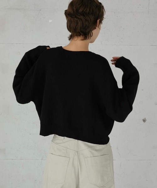 LA PEAU DE GEM（ラポドゥジェム）の「【LA PEAU DE GEM】fake pocket cardigan/フェイクポケットカーディガン（カーディガン/ボレロ・レディース・ブラック/グレー・FREE）」の5枚目の写真