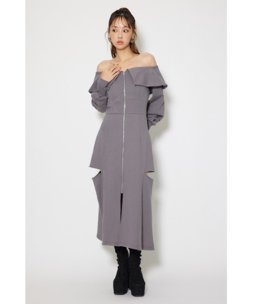 rienda（リエンダ）の「フェイクファー付きカッティング裏起毛ワンピース 秋服 冬服（ワンピース・レディース・ピンク/グレー/ホワイト・SMALL/MEDIUM）」の12枚目の写真