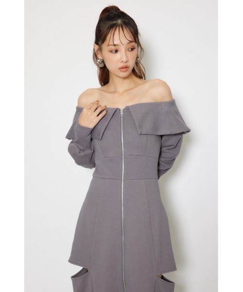 rienda（リエンダ）の「フェイクファー付きカッティング裏起毛ワンピース 秋服 冬服（ワンピース・レディース・ピンク/グレー/ホワイト・SMALL/MEDIUM）」の16枚目の写真