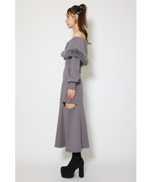 rienda（リエンダ）の「フェイクファー付きカッティング裏起毛ワンピース 秋服 冬服（ワンピース・レディース・ピンク/グレー/ホワイト・SMALL/MEDIUM）」の22枚目の写真