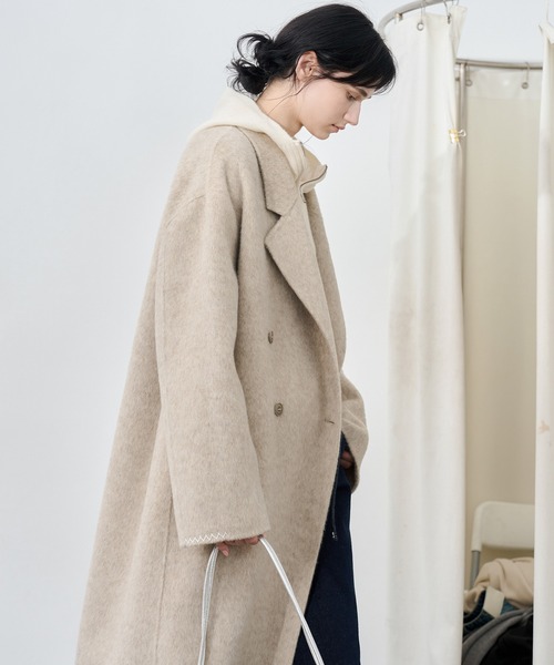 tageechita】ウール100% ダブルフェイスロングラペルのオーバー