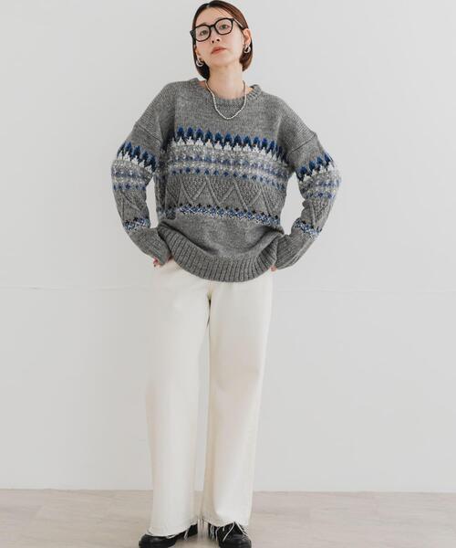 セール】F by ROSSO ノルディック柄ニットプルオーバー（ニット