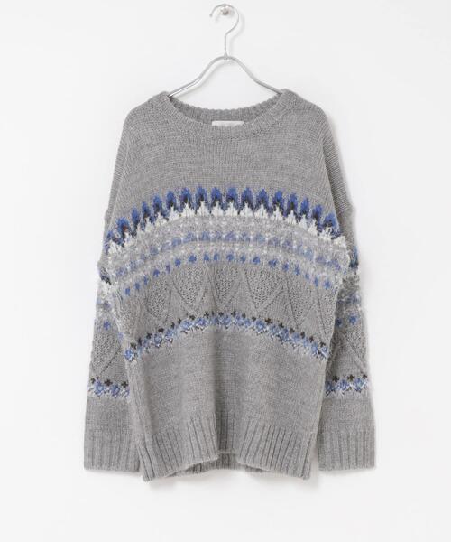 F by ROSSO（エフバイロッソ）の「F by ROSSO　ノルディック柄ニットプルオーバー（ニット/セーター・レディース・グレー/ネイビー・FREE）」の10枚目の写真