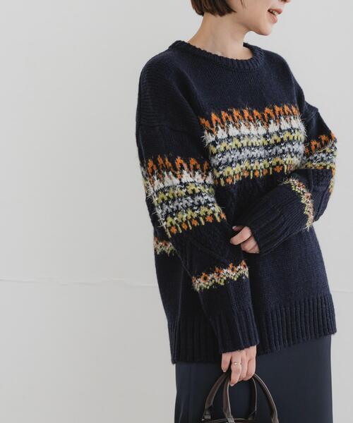 F by ROSSO（エフバイロッソ）の「F by ROSSO　ノルディック柄ニットプルオーバー（ニット/セーター・レディース・グレー/ネイビー・FREE）」の12枚目の写真