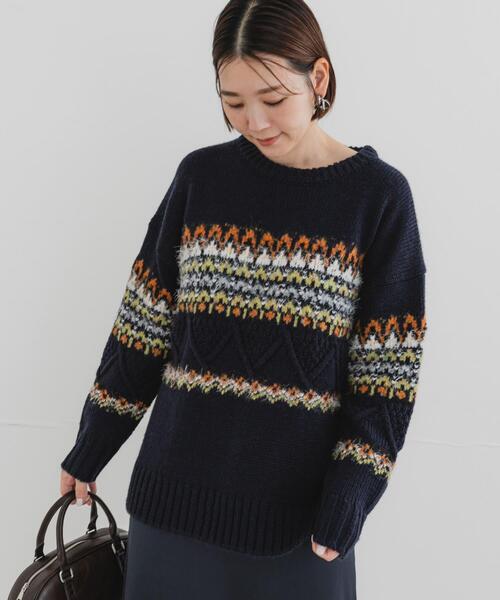 F by ROSSO（エフバイロッソ）の「F by ROSSO　ノルディック柄ニットプルオーバー（ニット/セーター・レディース・グレー/ネイビー・FREE）」の13枚目の写真