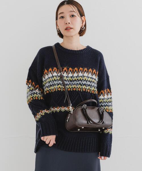 F by ROSSO（エフバイロッソ）の「F by ROSSO　ノルディック柄ニットプルオーバー（ニット/セーター・レディース・グレー/ネイビー・FREE）」の15枚目の写真