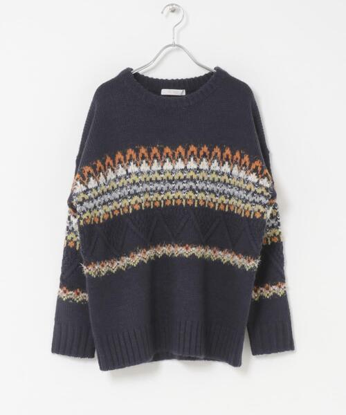 F by ROSSO（エフバイロッソ）の「F by ROSSO　ノルディック柄ニットプルオーバー（ニット/セーター・レディース・グレー/ネイビー・FREE）」の20枚目の写真