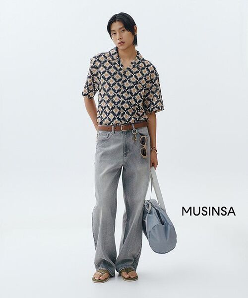 MUSINSA STANDARD（ムシンサスタンダード）の「スクラブウォッシュドワイドデニムパンツ[グレー]（デニムパンツ・メンズ・その他・27/28/29/34/32/30/31/33/26/40/38/42/36）」の7枚目の写真