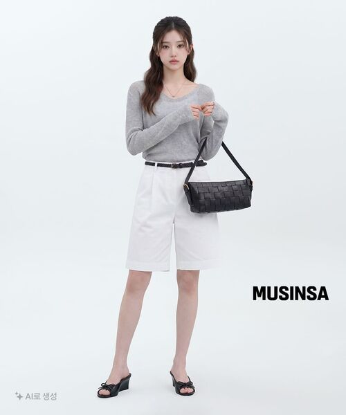 MUSINSA STANDARD WOMAN（ムシンサスタンダードウーマン）の「ウィメンズコットンワイドバミューダショーツ[ホワイト]（その他パンツ・レディース・その他・30/24/25/26/27/28/29）」の8枚目の写真