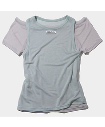 PLACE STUDIO | レイヤードオフショルダーラウンドシースルーハーフスリーブツーピースTシャツ_3COLOR(Tシャツ/カットソー)