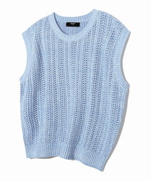 TRILLION（トリリオン）の「ワッフルパンチングニットベスト (スカイブルー)（ベスト）」