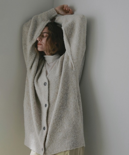 MANOF(マノフ)の「MIX BOUCLE KNIT CARDIGAN(カーディガン/ボレロ・レディース・レッド/ブラウン/アイボリー・F)」の8枚目の写真