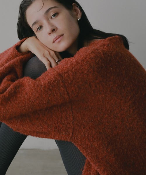 MANOF(マノフ)の「MIX BOUCLE KNIT CARDIGAN(カーディガン/ボレロ・レディース・レッド/ブラウン/アイボリー・F)」の22枚目の写真