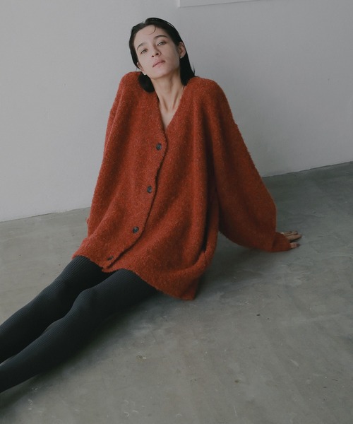 MANOF(マノフ)の「MIX BOUCLE KNIT CARDIGAN(カーディガン/ボレロ・レディース・レッド/ブラウン/アイボリー・F)」の20枚目の写真