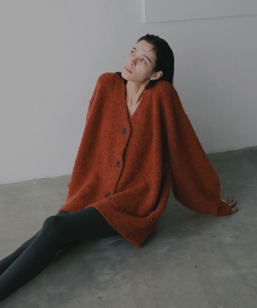 MANOF(マノフ)の「MIX BOUCLE KNIT CARDIGAN(カーディガン/ボレロ・レディース・レッド/ブラウン/アイボリー・F)」の21枚目の写真