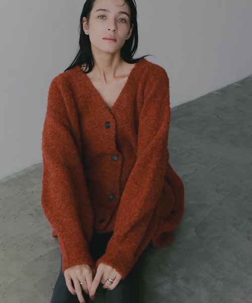 MANOF(マノフ)の「MIX BOUCLE KNIT CARDIGAN(カーディガン/ボレロ・レディース・レッド/ブラウン/アイボリー・F)」の19枚目の写真