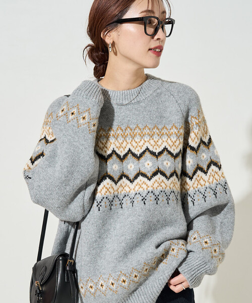 BATONER ノルディック柄セーター グレー系 BATONER/バトナー｜新作ノルディックセーターをチェック！｜エル・ショップ